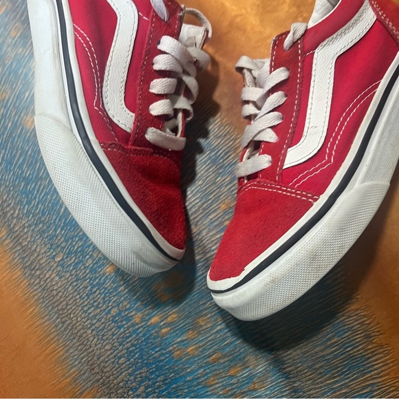 VANS old Skool Red White Suede Canvas Shoes size 12.5 - Picture 3 of 11
